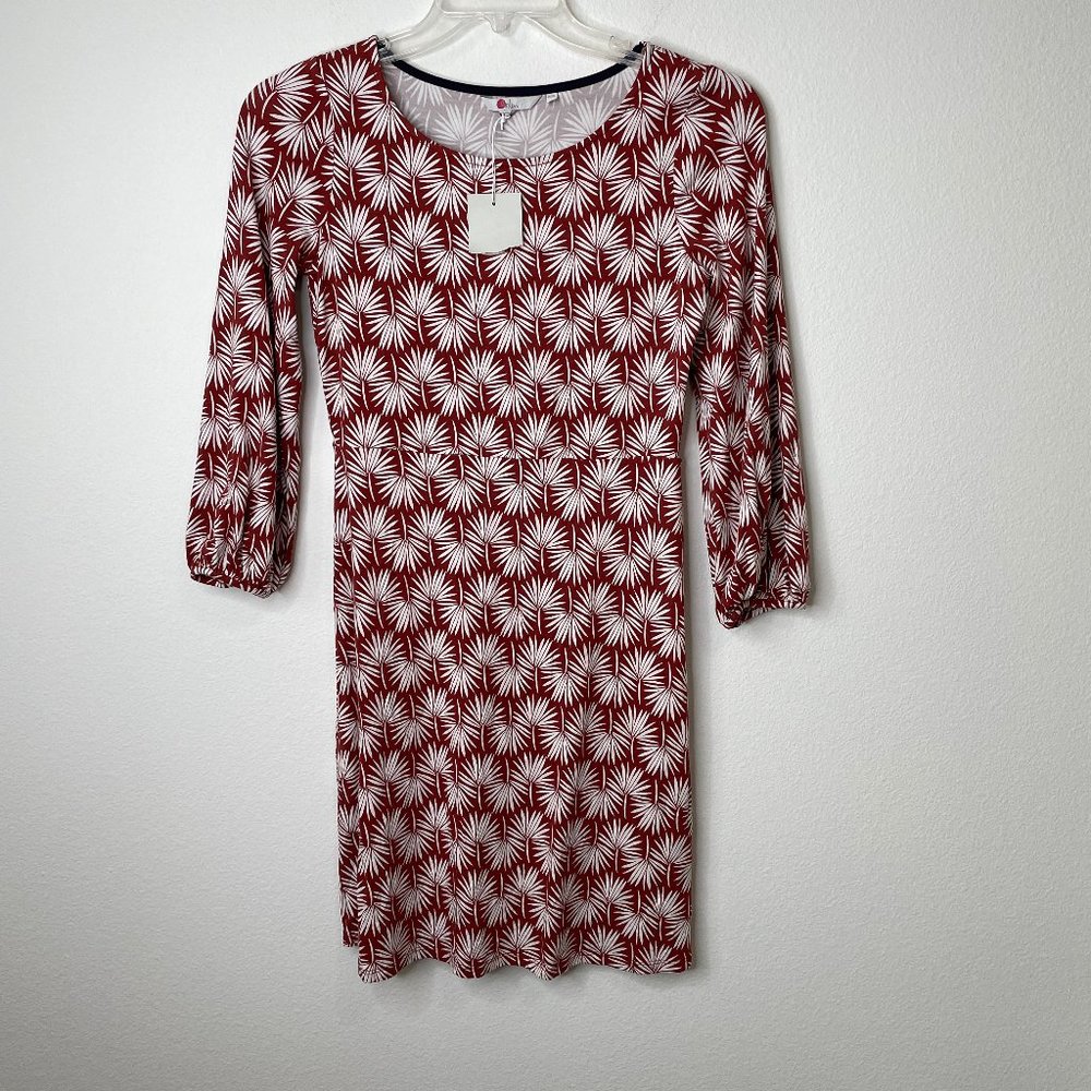 Boden Lucie Jersey Dress Viscose Floral Palm Print Red NWT
